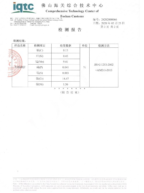 原材料金属含量报告